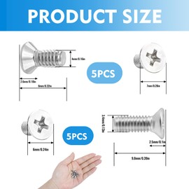M3.5 M4 Flat Head Machine Screws, 10Pcs Door Latch Keep Grub Screws 304 Stainless Steel Cross Multi Purpose Screw for Furniture Faucet Light Fixture Home Repairs Fixtures Woodworking