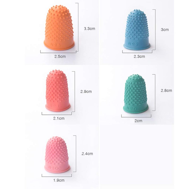 AUMACHEN Thimble Protectors 5Pcs, Finger Protectors, Rubber Fingers Thimble Guard