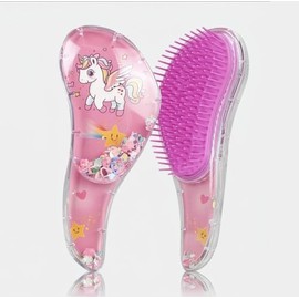 Detangling Brush for Adults & Kids Hair- Detangler Brush for Natural,Curly,Straight,Hair, Little Girl Accessories, Teenager Gifts with cute design (Fuchsia)