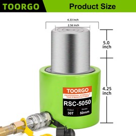 TOORGO 50 Ton Hydraulic Cylinder Jack,2” Stroke Hydraulic Ram Jack, Porta Power Automatic Retracting Jack, Green