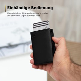 ZLIDER Card Holder Men & Women Mini Wallet Men's Faux Leather Card Holder Slim Wallet with Coin Compartment RFID Blocker Men's Wallet, black, Without airtag holder