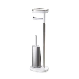 Joseph Joseph EasyStore Butler Toilet Paper Holder Stand and Flex Toilet Brush with Shelf and Drawer, Stainless Steel