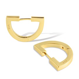 ALEXCRAFT Thick Hoop Earrings Small Women's 14K Golden Silver Earrings Gold-Plated Gift for Women Girlfriend Mum Girls, Sterling Silver, No Gemstone