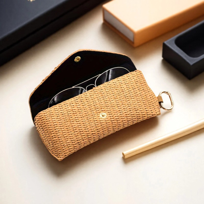 RedTagTown 3 PCS Hard Shell Rattan Sunglasses Case Eyeglass Protective