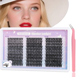 Silkiwinki Individual Lashes 300PCS Cluster Lashes Natural 3 Styles Mixed 8-16MM False Eyelashes Kit with Lash Tweezers(30D+40D+50D)