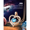 Birthstone Necklace for Women, 925 Sterling Silver Heart Moon Pendant