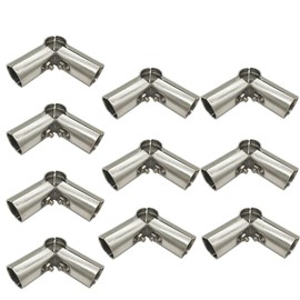 10 Pcs 1 Inch(25mm) Structural Pipe Connector 90 Degree Metal Joint Chain Link Fence Clamp, 3 Way Stainless Steel 201 Corner Fitting End Rails Clamps, Thickness 1.8mm