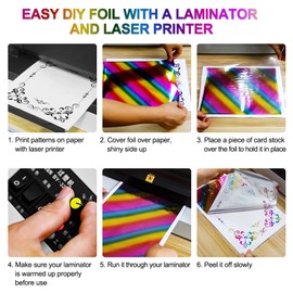 5Pcs 7.6inch x 16.4ft (19.3cmx5m) Toner Reactive Foil，Foil Paper for Toner Foiling Foil by Laser Printer and Laminator, for Scrapbooking Paper Crafts （ Golden）