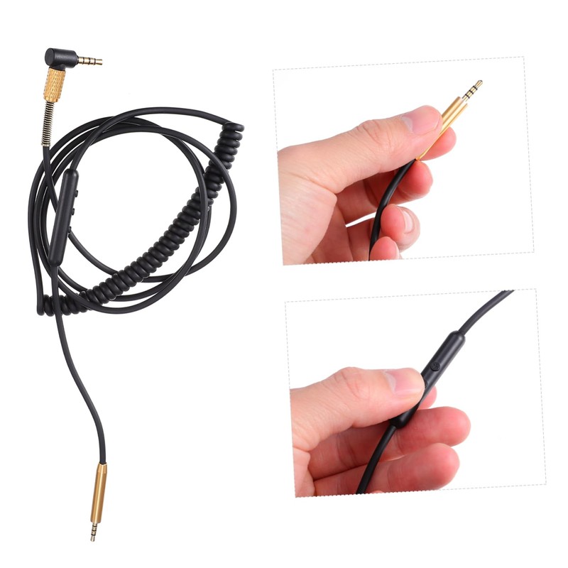 jojofuny 2pcs Wired Control Spring Audio Cable for Headphones Flexible