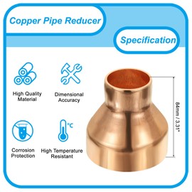 PATIKIL 3" to 1-1/2" Nominal Size Copper Reducer, 99.9% Pure Copper Reducing Coupling Pressure Fitting Pipe Tube Connector Adapter with Sweat Solder