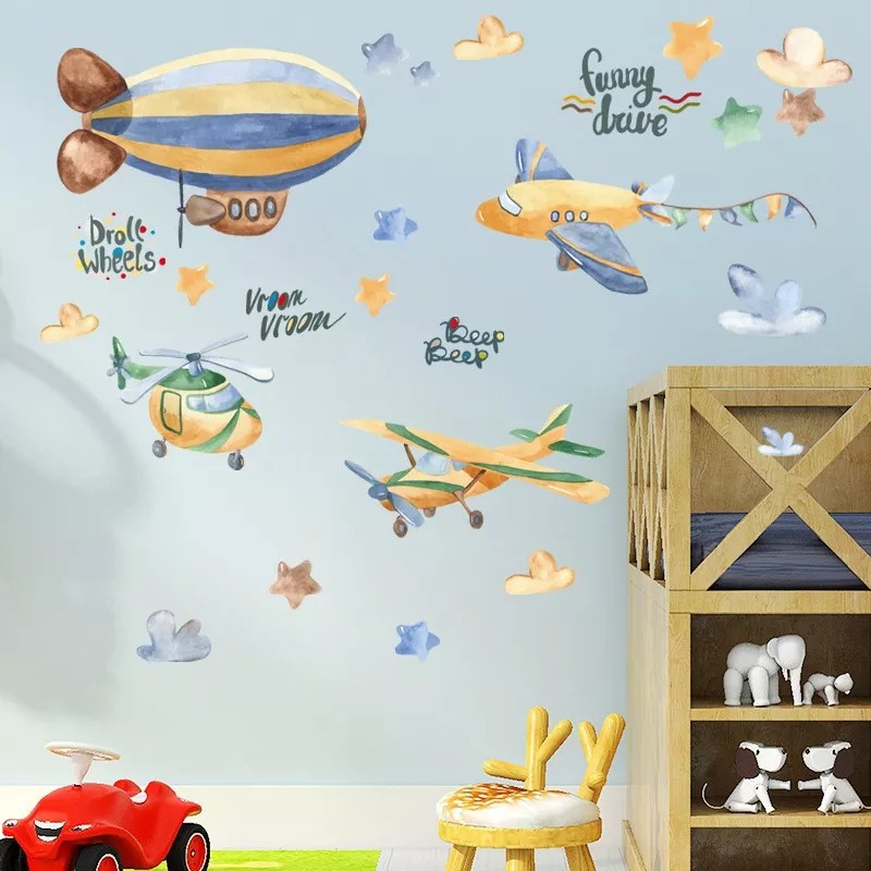 DaraBaby Vinil Decorativo Infantil Avión Helicóptero Habitación Niños