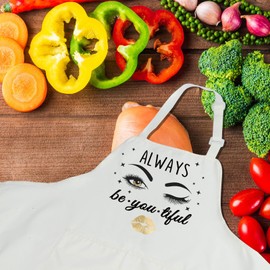 CENWA Funny Esthetician gift Always Beautiful Eyebrows Apron With Pockets Makeup Artist Inspirational Apron for Her (Always Beautiful Apron EU)