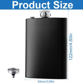 Hip Flask 8 oz, 2 PCS Hip Flasks for Men, Stainless Steel Flagon, Comes with Alcohol Flask Funnel, for Climbing Camping Barbecue Bar Party Drinker, Black, for Men Women