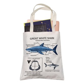 Great White Shark Lover Gift Great White Shark Anatomy Shopping Bag Ocean Animal Christmas Birthday Travel Shoulder Bag, Great White Shark, Medium, Daily