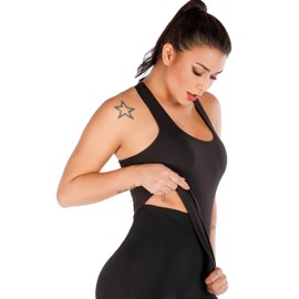 RUNNING GIRL Yoga Tank Tops for Women Built in Shelf Bra B/C Cups Strappy Back Activewear Workout Compression Tops (BX2356 Black.CN:XL,US:L)