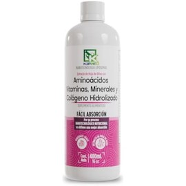 Aminoácidos, Vitaminas, Minerales y Colágeno con Extracto de Hoja de Olivo  Nanotecnología Liposomal  Suplemento de Fácil Absorción 480 Ml