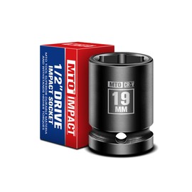 MTO 1/2" Drive 19mm Shallow Impact Socket, 6-Point Metric Socket for Automotive Maintaince, CR-V Steel Meets ANSI Standards