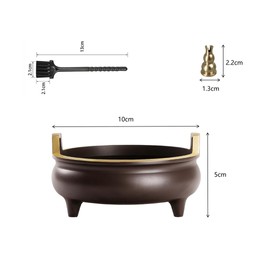 Szxxmy Antique Copper Incense Burner, Torso Diameter 3.9 x Height 2.0 inches (10 x 5 cm), Front Incense Burner for Buddhist Altar, Brass, Easy to Use, Cute, Incense Holder, Compact, For Meditation,