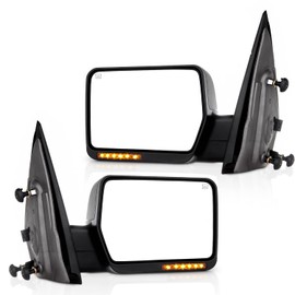 INEEDUP Tow Mirrors Towing Mirrors Fit for 2007-2014 for Ford for F-150 Series Truck Pickup with Driver Side and Passenger Side Power Operate Heated Turn Signal Light Black Housing