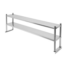 MIMODA Double Overshelf, 2-Tier Stainless Steel Overshelf 12'' x 70'' Commercial 2 Tier Shelf Height Adjustable Overshelf for Prep & Work Table in Kitchen, Restaurant Each Layer Weight Capacity 88lb