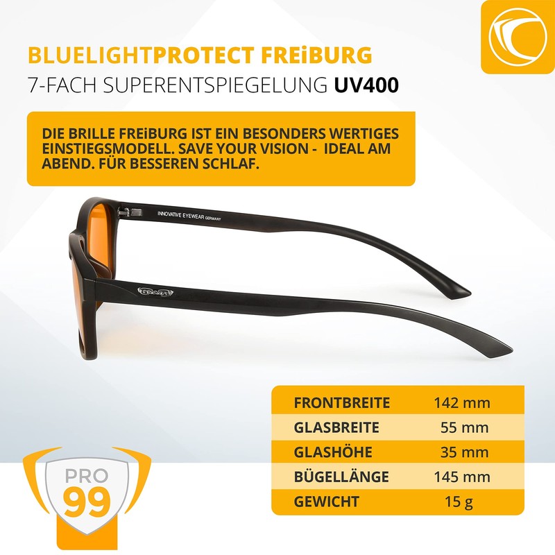 PRiSMA FREiBURG PRO99 Blaulichtfilterbrille - für Arbeit PC und TV