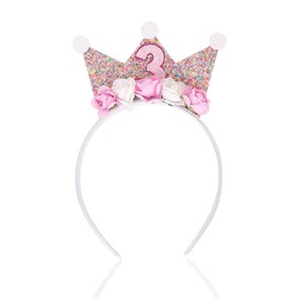3rd Birthday Crown Kids,Birthday Girl Headband,Birthday Headband,Princess Birthday Decorations,Birthday Tiara for Girls,Glitter Crowns Toddler Headbands Accessories,for Birthday Parties(Pink)