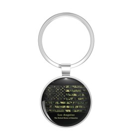 BKR Graphics Los Angeles Camouflage Military Camo My City US Flag Metal Double Sided Key Chain Keychain