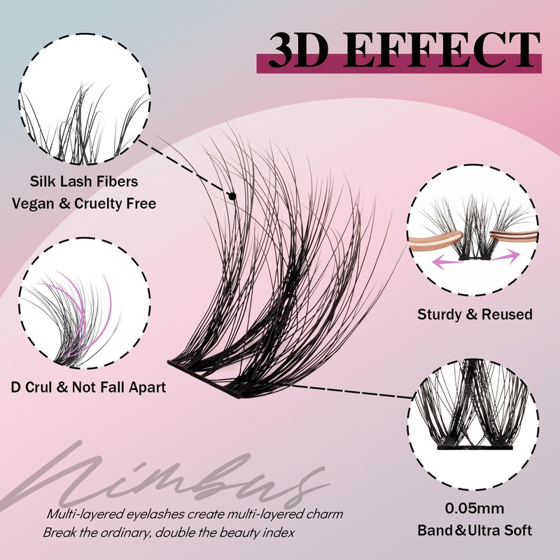 Mayhug Natural Lash Extension 144Pcs Lash Clusters Wispy Eyelash Extensions