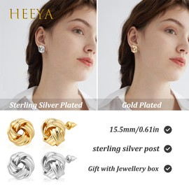 Silver Studs Earrings for Women, Hypoallergenic Silver Earrings Women, Sterling Silver Stud earrings, Sterling Silver Love Knot Earrings Jewellery Birthday Christmas Gifts with Box