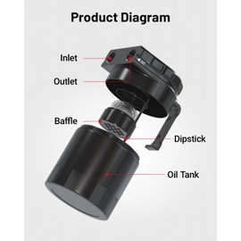 EVIL ENERGY Oil Catch Can, Universal Baffled Catch Can Kit with NBR Fuel Hose, 300ml Aluminum Air Oil Separator Tank for PCV System