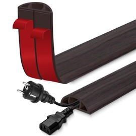 Floor Cord Cover for Wires on Floor Self Adhesive Cord Hider Floor Cable Management Wire Covers for Cords Protector Prevent Cable Trips Cord Cavity W 0.59" x H 0.31", Black Walnut, 10Ft