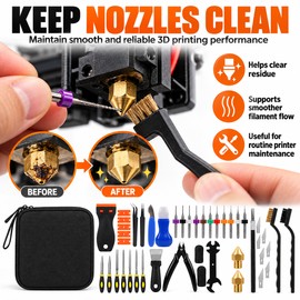 39-Piece 3D Printer Tool Kit for Maintenance & Print Finishing – Nozzle Cleaning, Scraping, Filing & Cutting Tools for FDM/SLA Projects