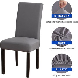 6Pcs Dining Chair Covers,High Elasticity Removable and Washable Chair Cushion Protector,for Families,Hotel and Banquets (Grey)