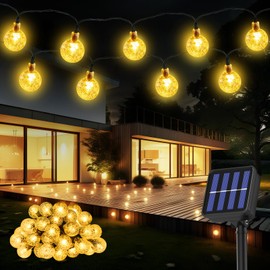 Suright Suright Solar Lichterkette Aussen, Lichterkette Au?en Solar, 8M, 30LED, 8 Modi, IP65 Kristall Kugeln Wasserdicht fr Garten, Balkon Deko, Terrassen, Weihnachten, Hochzeiten, Partys, B?ume, Warmwei?