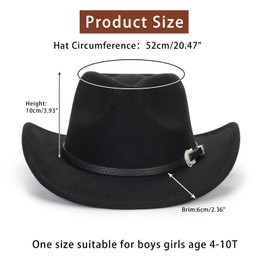 INOGIH Western Cowboy Cowgirl Hat for Kids - Classic Boys Girls Felt Rodeo Fedora Hat with Belt Buckle (for Kids 3-7 Years)