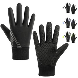 CubePlug Kids Winter Sports Cycling Gloves - Children Windproof Anti-slip Thermal Outdoor Touchscreen Gloves for Boys Girls Age 4-12 Years Bike Mitts Riding Running Warm Hiking Ski (Black, L)