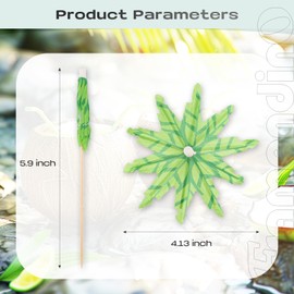 Framendino, 40 Pack Tropical Coconut Palm Tree Toothpicks Green Paper Umbrellas Bamboo Toothpick Cocktail Parasol Sticks for Cocktail Cupcake Toppers Fruit Party Decorations