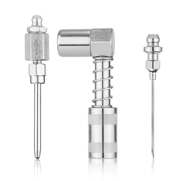 3pcs 90 Degree Needle Grease Fitting Nozzle & Grease Gun
