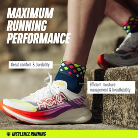 INCYLENCE Running Socks for Men and Women with Light Compression 1 Pair, Crystals Navy Canary, 39 - 42