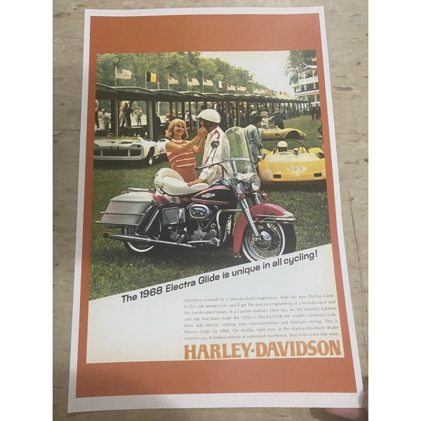 Vintage Harley Davidson 1968 Electra Glide X3004x Advertisement Poster