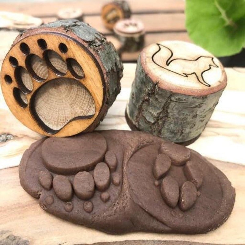 9 Pack Wooden Animal Tracks Playdoh Stamps Animal Prints