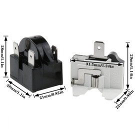 AYLIFU 1PCS QP-02-4.7 Ohm PTC Refrigerator Start Relay 3 Pin Refrigerator Start Relay And 1PCS Refrigerator Overload Protector 1/2 HP
