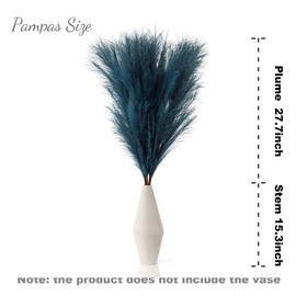 AlpsuIay 6 Stem Teal Pampas Grass Tall 43",Large Faux Pampas Grass Artificial Feathers Bulk for Boho Home Wedding Decor,Decorations for Living Room