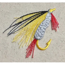 Wholesale Applique L - 3" Fly Fishing Lure Yellow/Gray Angling Iron on Applique/Embro