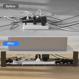 WIGAKDRU 31Inch Extendable Under Desk Cable Management Tray, Black Metal Cable Management Tray Under Desk Cord Management with Clamp, 31 Inch x 4.33 Inch