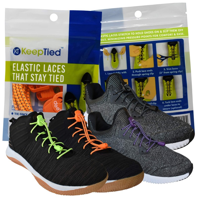 KeepTied Elastic No Tie Shoelaces - Reflective - Orange