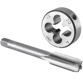 Burkit 1/2"-20 UNF Tap and Die Set Left Hand, 1/2 x 20 UNF Machine Thread Tap and Round Die