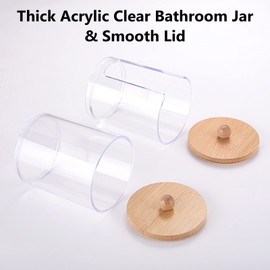 Cotton Pad Dispenser, Acrylic Cotton Buds Container Cotton Pads Storage Qtip Holder Bathroom Storage Organiser Bathroom Organiser Apothecary Jars with Lid