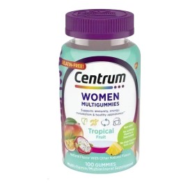 Centrum Women MultiGummies Vitaminas C D3 B12 Biotina y Zinc para Energía Inmunidad y Belleza Sabor Tropical Natural Sin Gluten ni Gelatina 100 Gomitas​