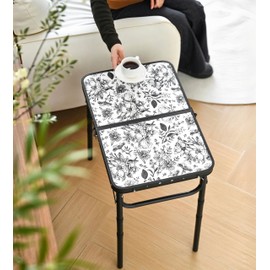 Outdoor Side Table, Portable 3 Adjustable Height Small Outdoor Folding Table, Aluminum Foldable Patio Side Tables for Outside Indoor, Plant Stand Coffee End Table for Pool, Porch,Garden, Balcony